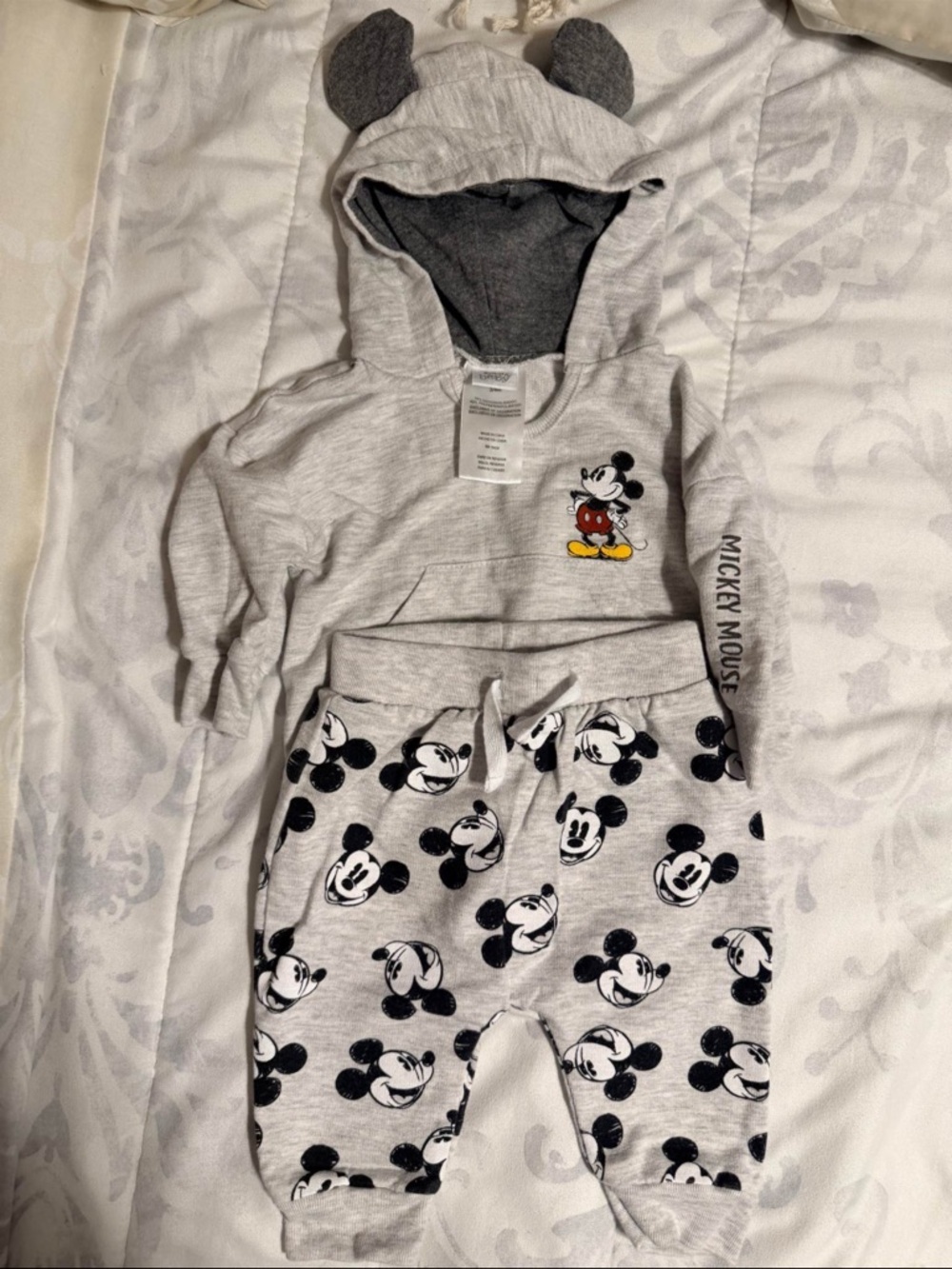 Disney Baby Gray Mickey Mouse Hoodie & Jogger Matching Set